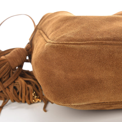 Saint Laurent Suede Calfskin Fringe Bucket Light Ochre 8 of 9