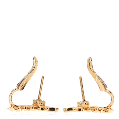 Chanel 18K Yellow Gold Plume Earrings 3 of 4