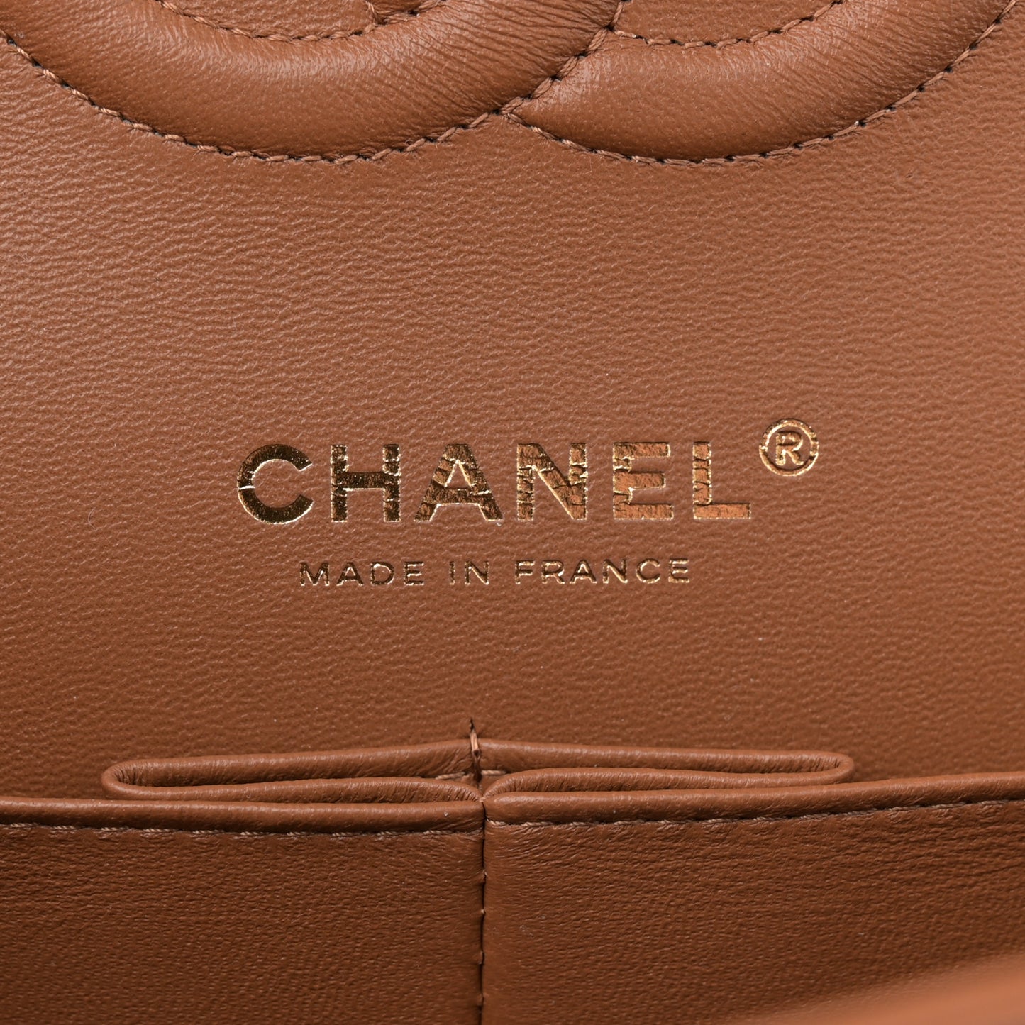 Lambskin Quilted Medium Double Flap Brown