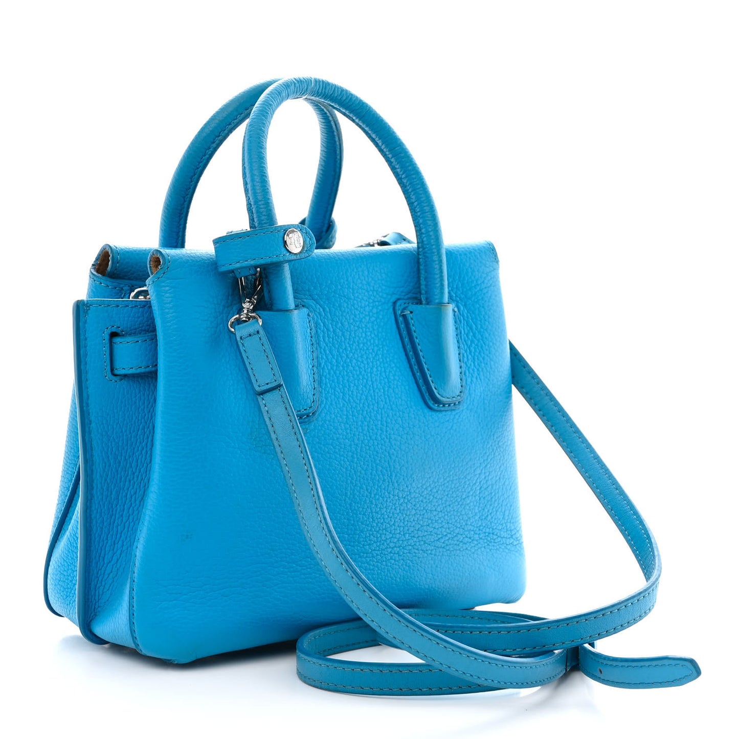 Grained Calfskin Mini Milla Tote Tile Blue