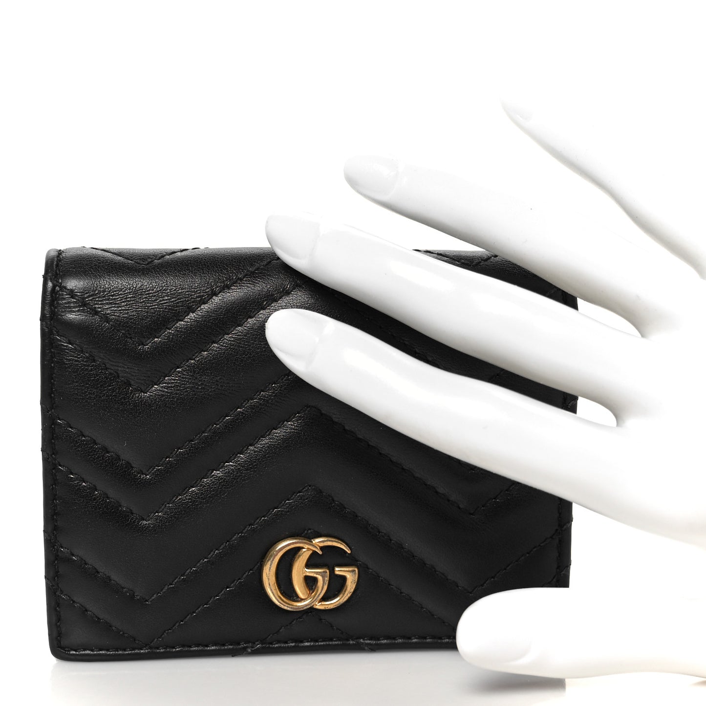 Calfskin Matelasse GG Marmont Card Case Wallet Black