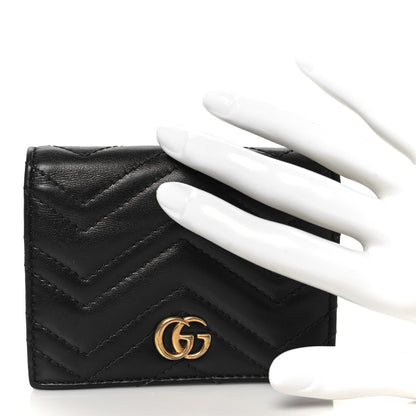 Gucci Calfskin Matelasse GG Marmont Card Case Wallet Black 2 of 8