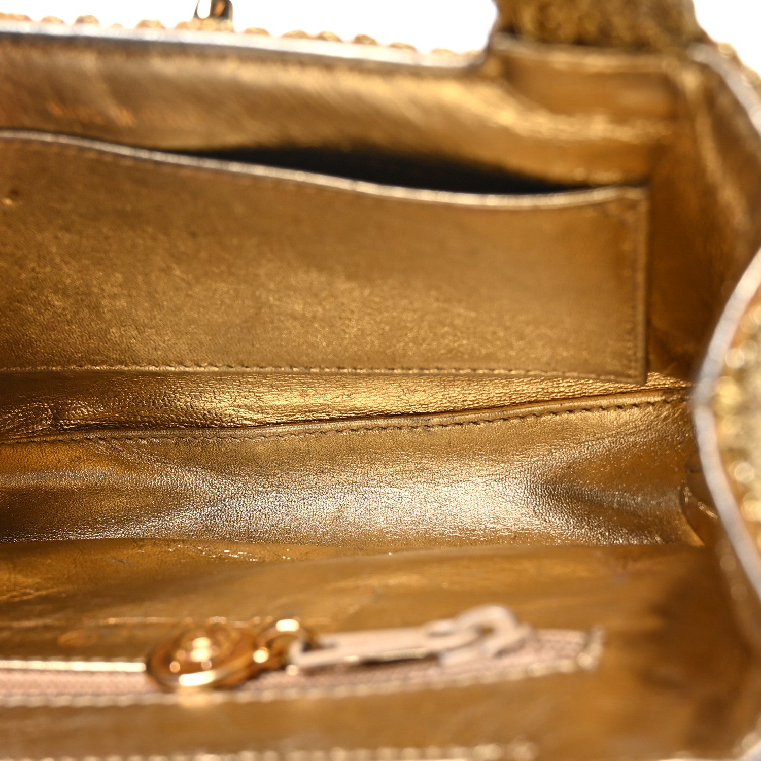 Chanel Metallic Woven Raffia Small Kelly Flap Bag Gold 5 of 11