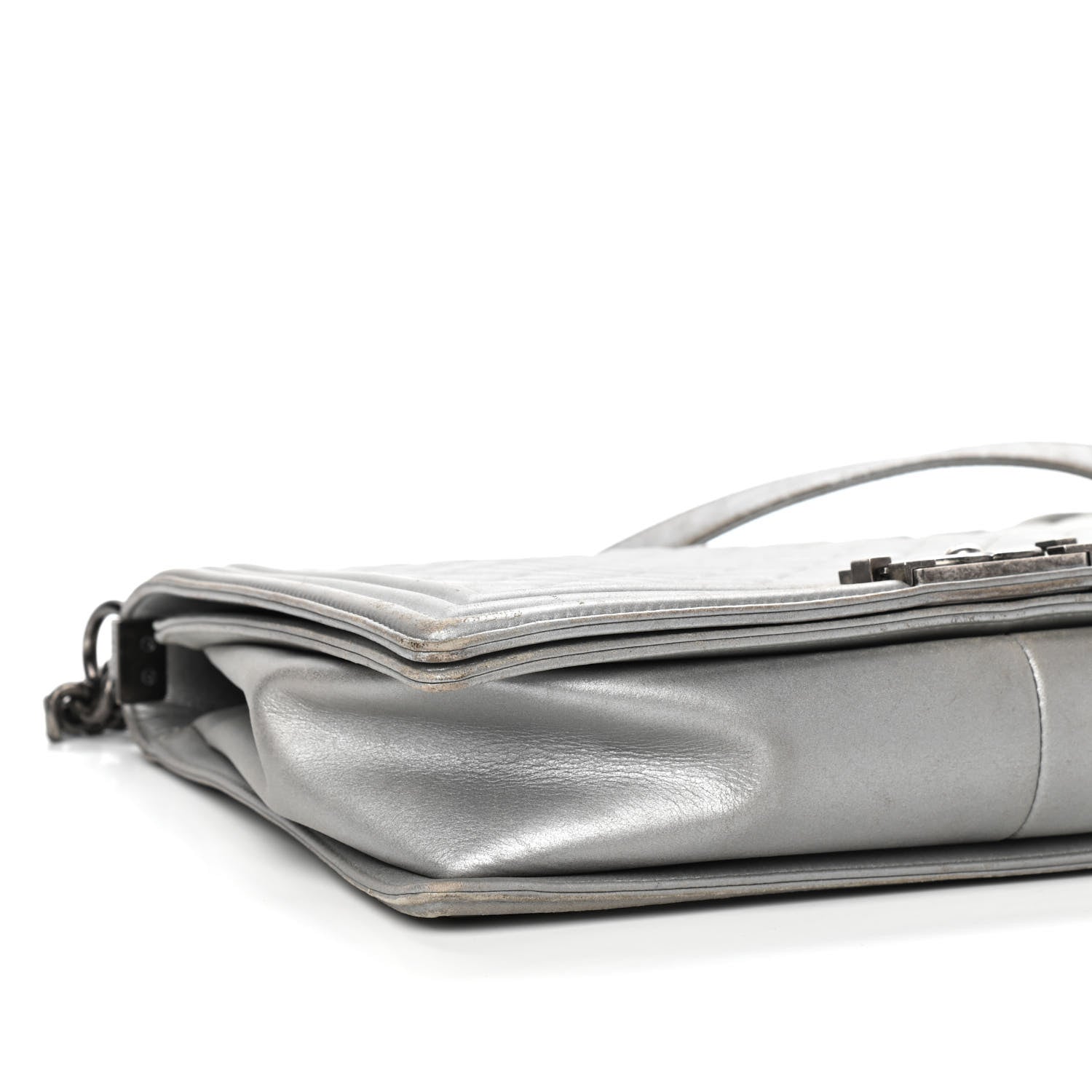 Chanel Metallic Calfskin Quilted Large Boy Flap Silver 8 of 10