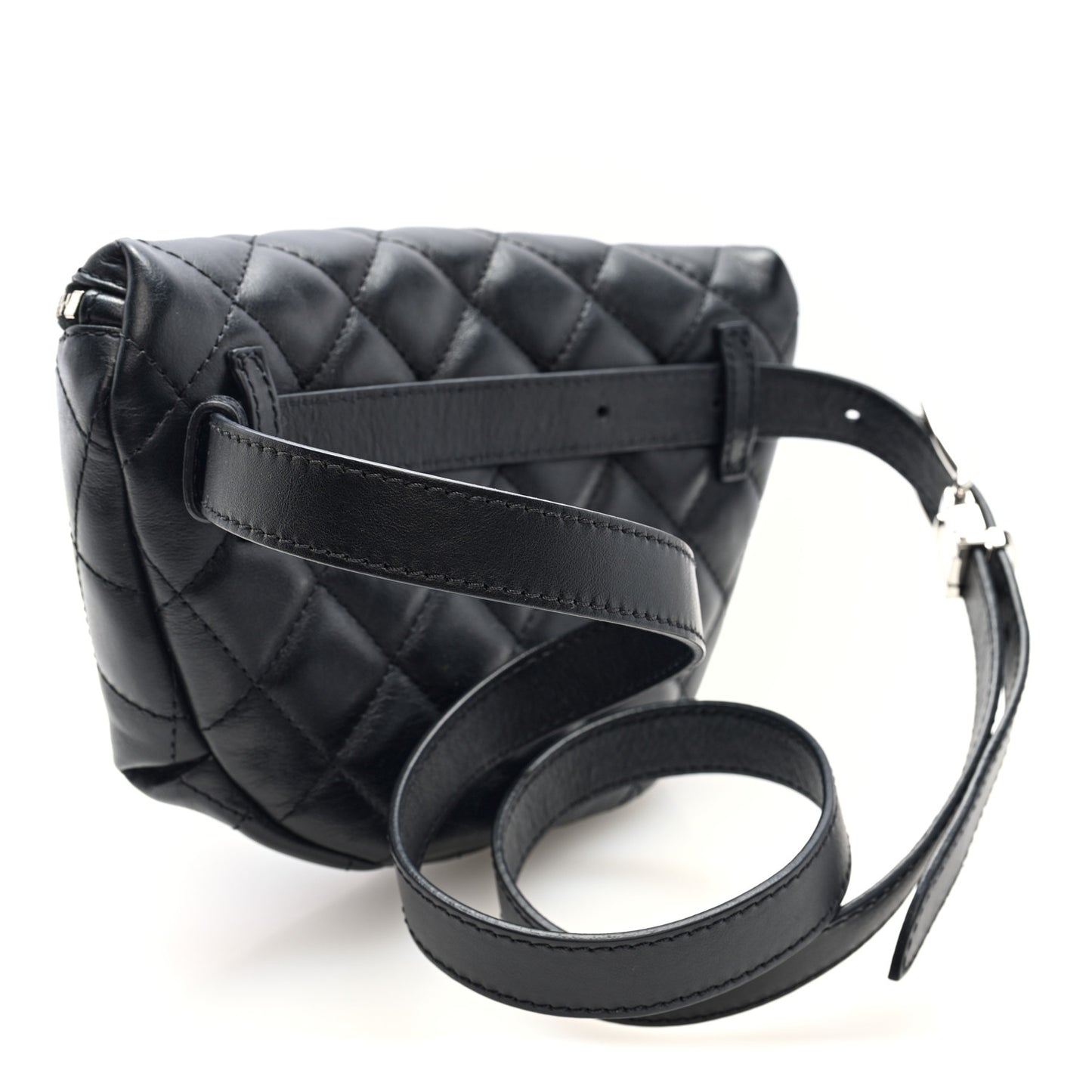 Calfskin Quilted Waist Belt Bag Black