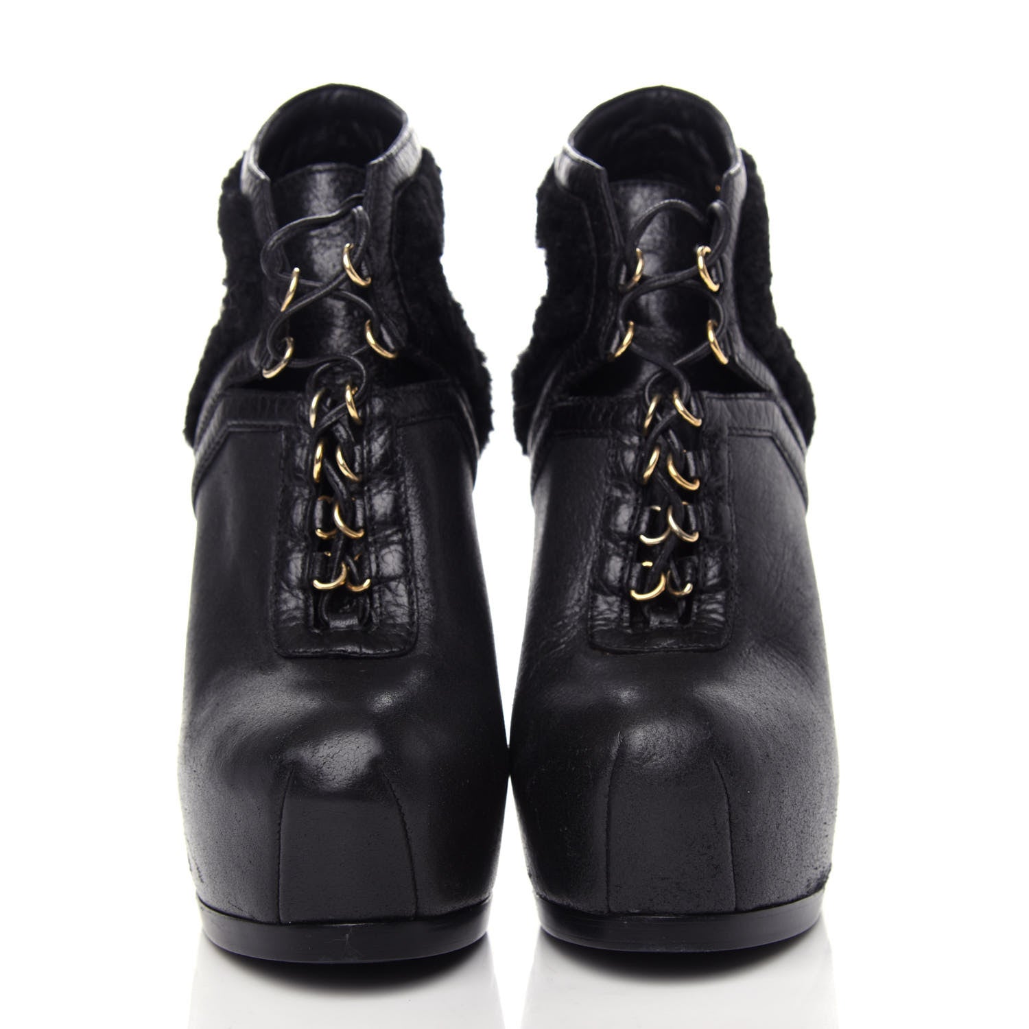 Saint Laurent Nappa Shearling Tribtoo 140 Platform Boots 36 Black 2 of 10