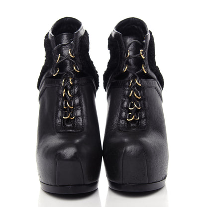 Saint Laurent Nappa Shearling Tribtoo 140 Platform Boots 36 Black 2 of 10