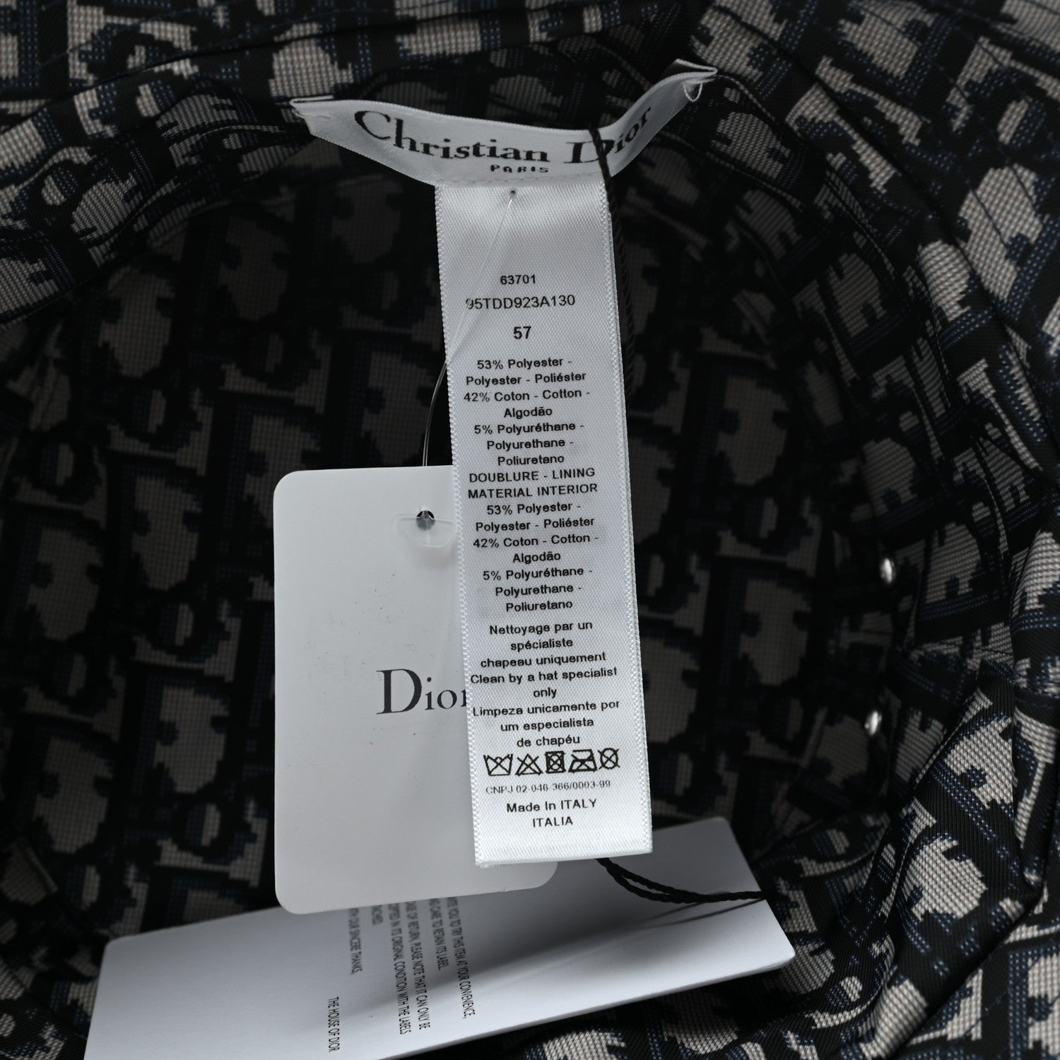 Christian Dior Oblique Reversible Teddy-D Brim Bucket Hat 57 Blue 8 of 8