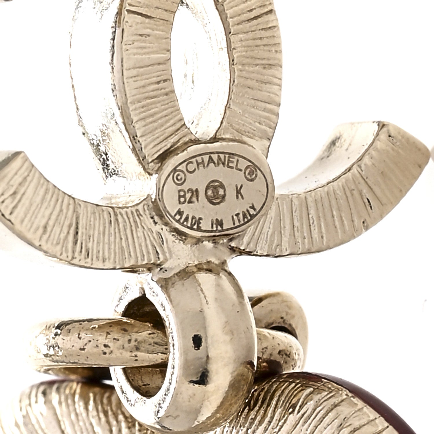 Chanel Resin Crystal CC Heart Drop Earrings Red 4 of 5