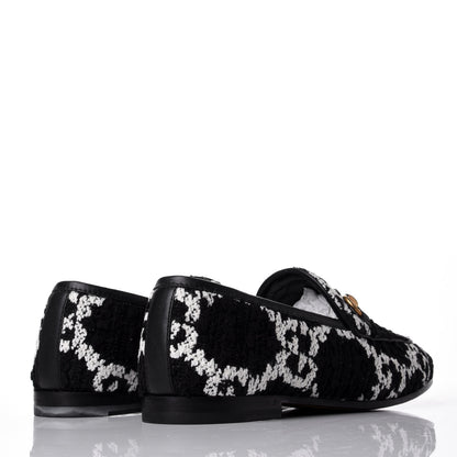 Gucci Tweed GG Monogram Horsebit Womens Jordaan Loafers 35.5 Black Natural 4 of 11