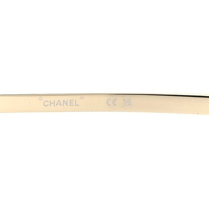 Chanel Metal Shield Sunglasses Gold Grey 5 of 7