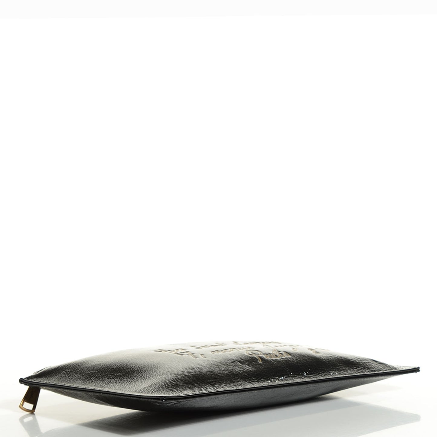 Textured Patent Y-Mail Zip Clutch Black
