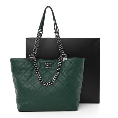 Chanel Calfskin Quilted Large Shopping In Chains Tote Green 14 of 14
