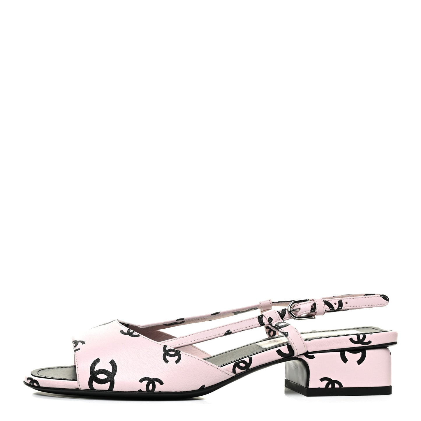 Printed Lambskin Coco Beach Sligback Sandals 37.5 Light Pink Black