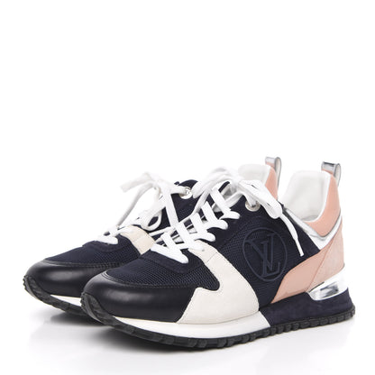 Louis Vuitton Suede Calfskin Run Away Sneakers 37 Blue Pink White 3 of 6