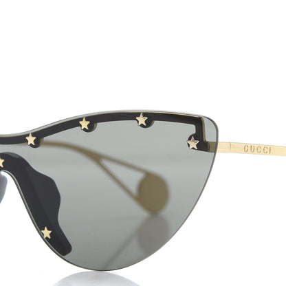 Gucci Rimless Star Studded 90mm Cat Eye GG0666S Sunglasses Black Gold 7 of 7