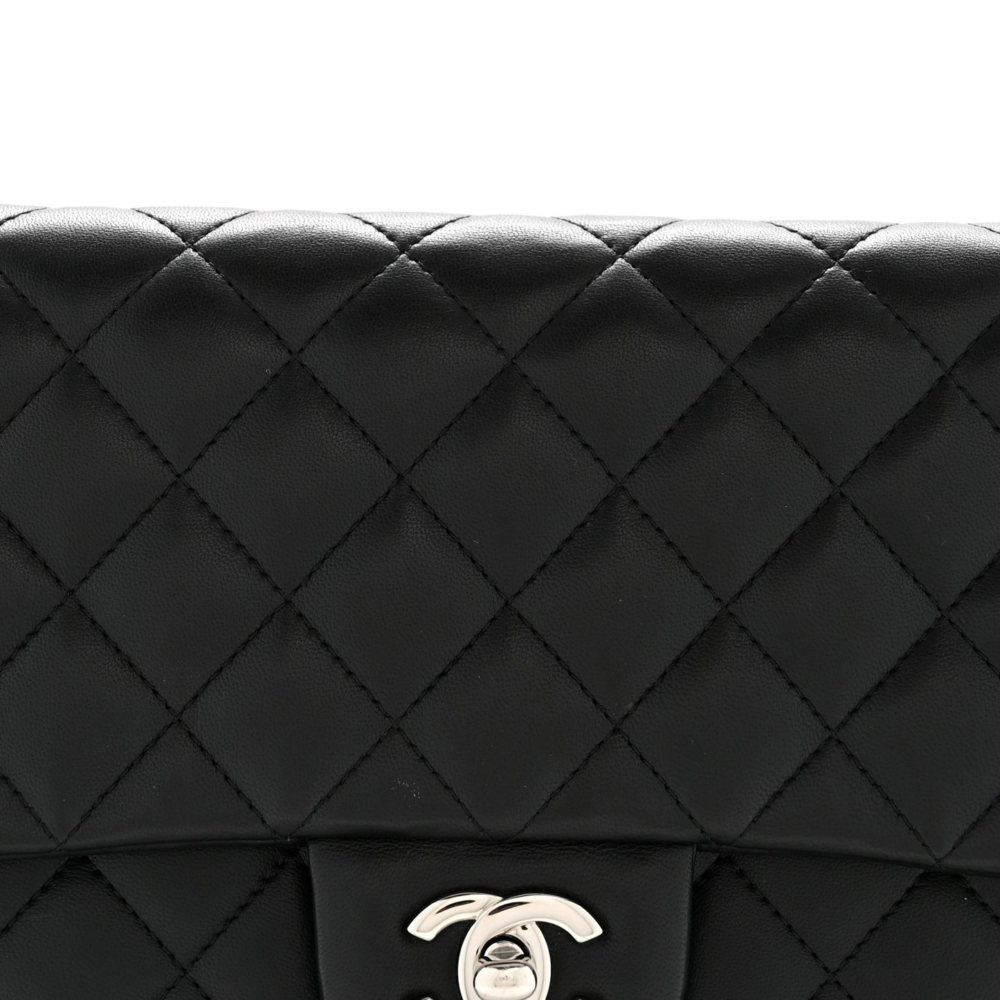 Lambskin Quilted Flap Clutch Black