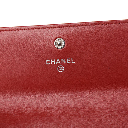 Chanel Lambskin Quilted Large Gusset Flap Wallet Red 5 of 9