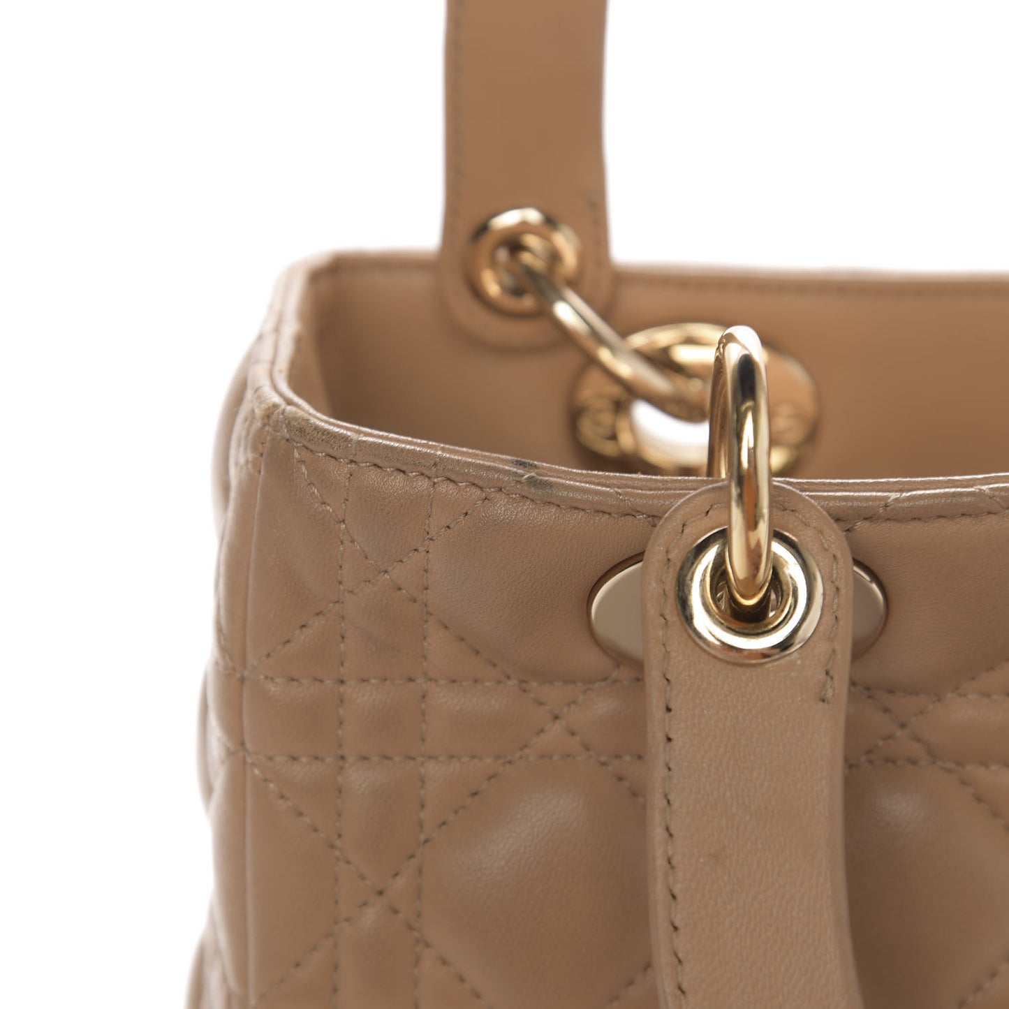 Lambskin Cannage Medium Lady Dior Beige