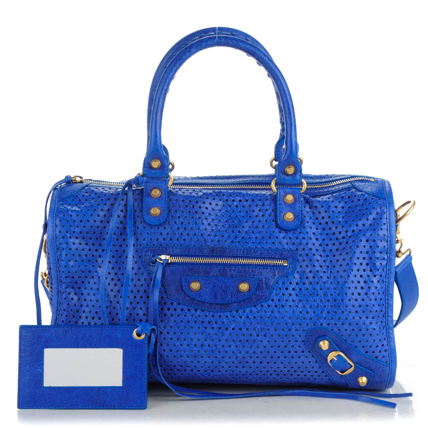 Agneau Perforated Dots Classic Hardware Maxi Twiggy Outremer