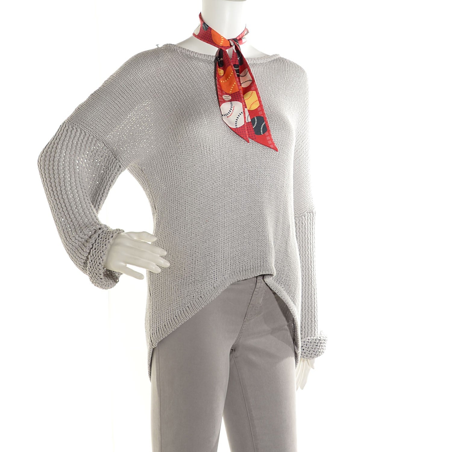Hermes Silk Balles de Tennis Twilly Rouge Orange Blanc 2 of 5