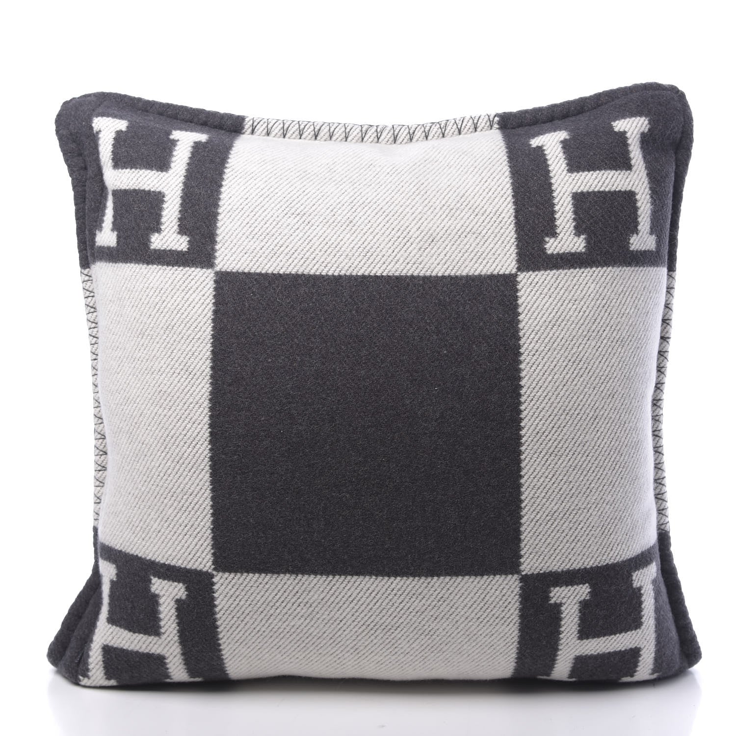 Hermes Wool Cashmere Avalon Pillow PM Ecru Gris Fonce 2 of 5