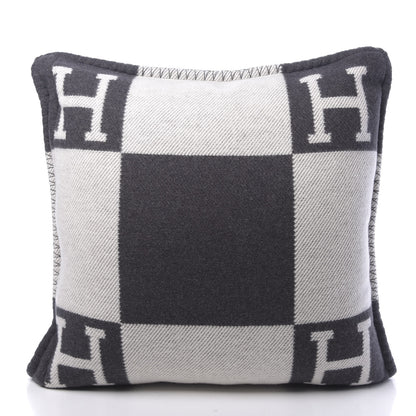 Hermes Wool Cashmere Avalon Pillow PM Ecru Gris Fonce 2 of 5
