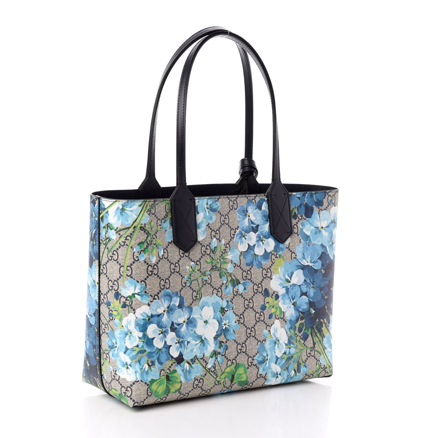 GG Supreme Monogram Blooms Small Reversible Tote Beige Blue Navy