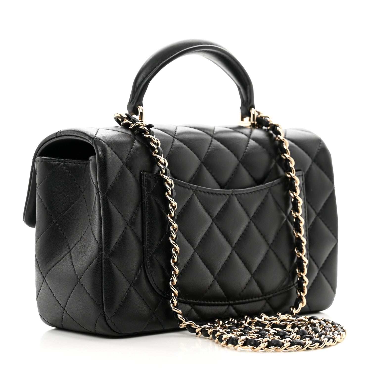 Chanel Lambskin Quilted Mini Top Handle Rectangular Flap Black 3 of 11