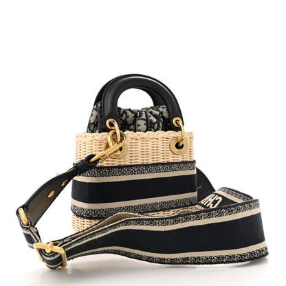Christian Dior Wicker Oblique Mini Lady Dior Bag Blue 3 of 12