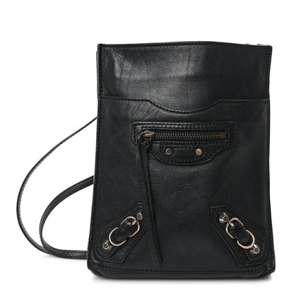 Balenciaga Metallic Calfskin Milkyway Papier Crossbody Bag Black 1 of 10