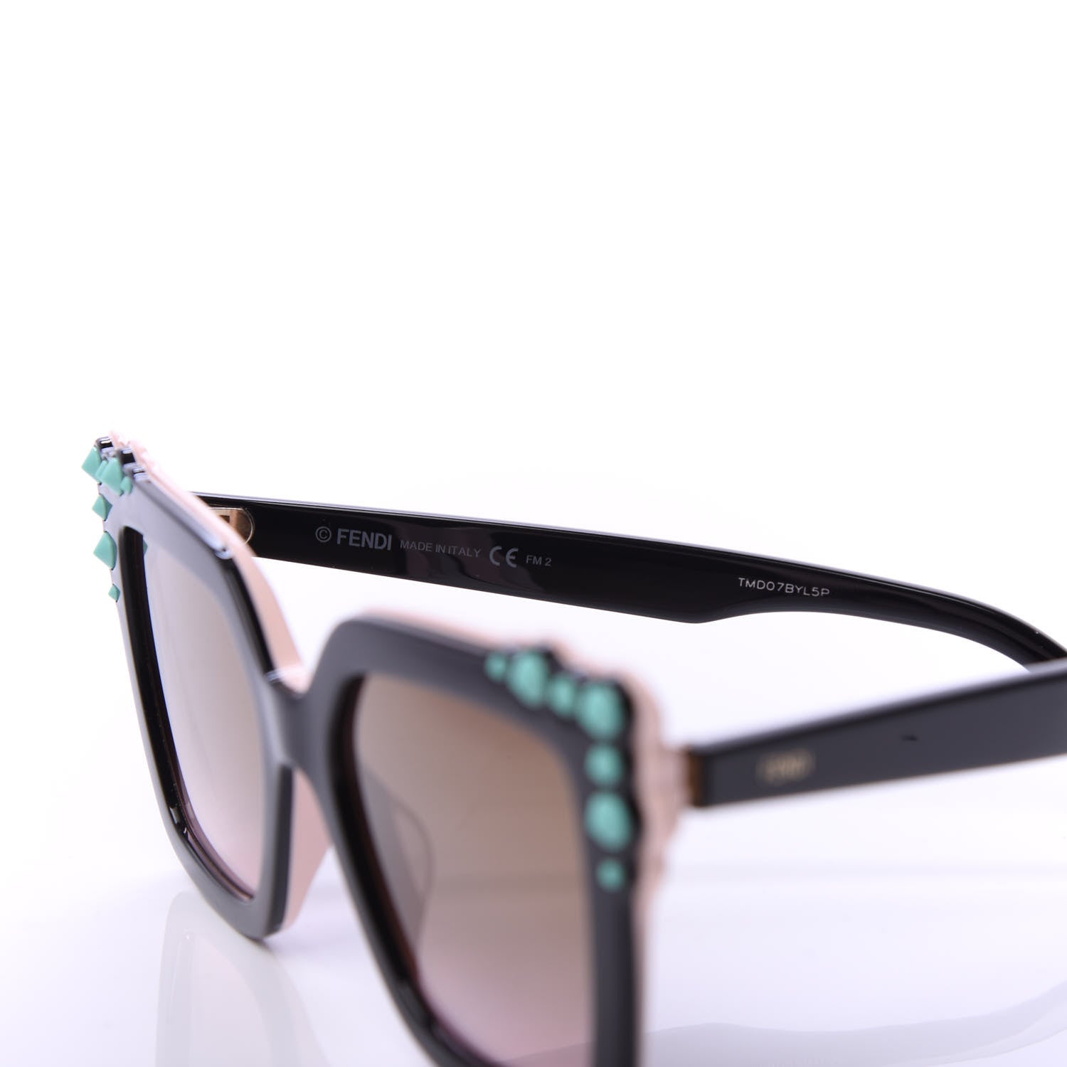 Fendi Studded Square Cat Eye Sunglasses FF 0260/S Black Pink 6 of 8