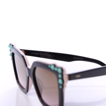 Fendi Studded Square Cat Eye Sunglasses FF 0260/S Black Pink 6 of 8