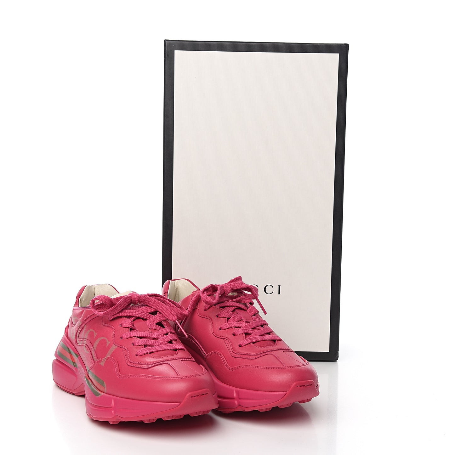 Calfskin Logo Womens Rhyton Sneakers 36 Box Pink