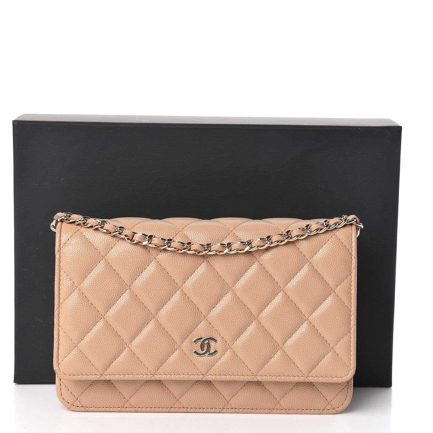 Chanel Caviar Quilted Wallet On Chain WOC Beige 12 of 12