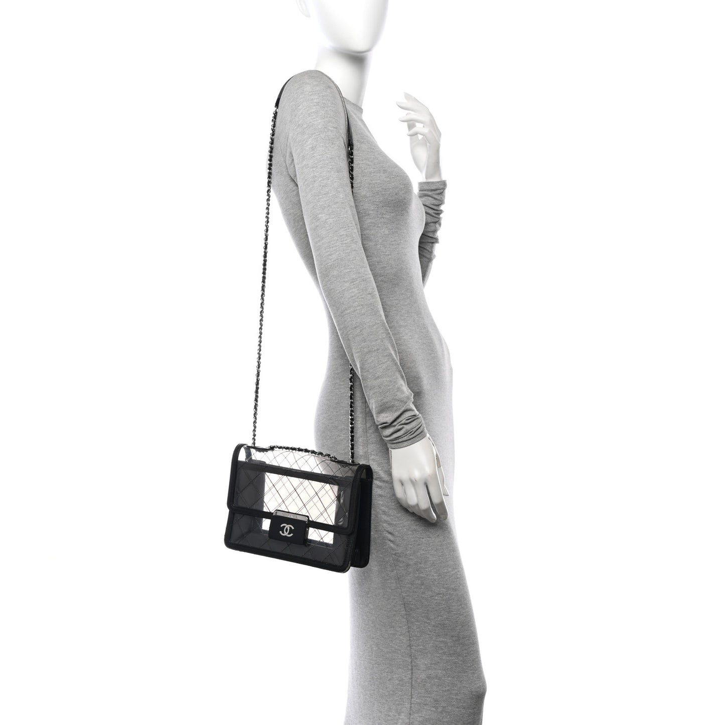 PVC Lambskin Quilted Beauty Lock Flap Black