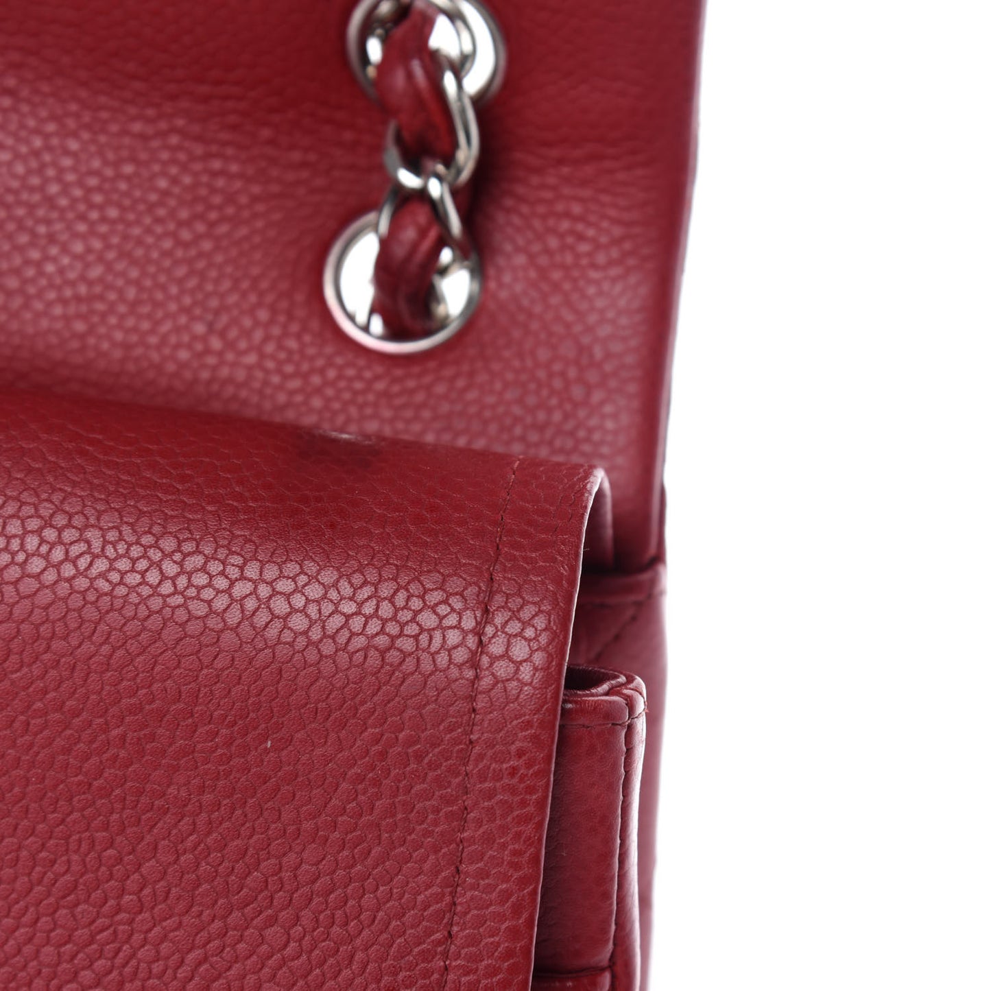 Caviar Quilted Jumbo Double Flap Dark Red