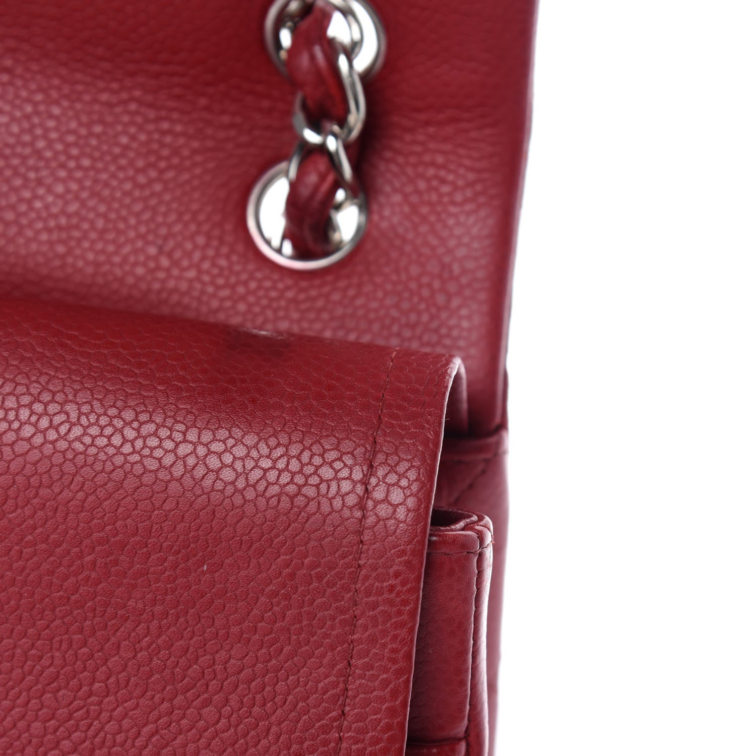 Chanel Caviar Quilted Jumbo Double Flap Dark Red 9 of 13