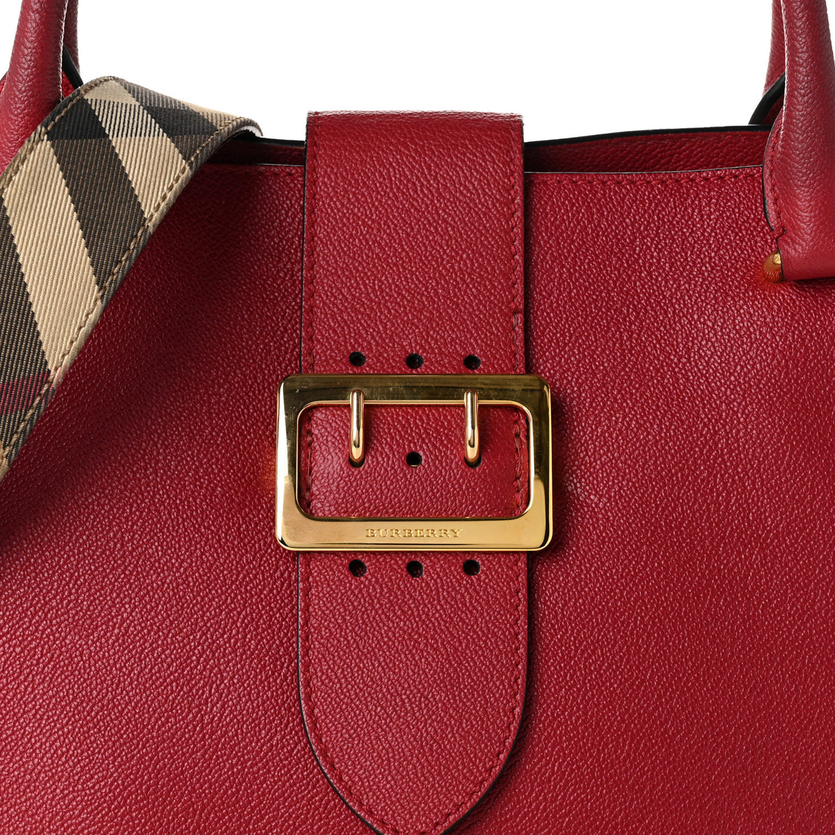 Soft Grain Calfskin Medium Buckle Tote Parade Red