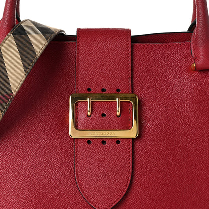 Burberry Soft Grain Calfskin Medium Buckle Tote Parade Red 15 of 21