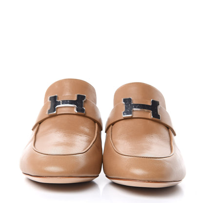 Hermes Goatskin Paradis Mules 36 Taupe 2 of 9