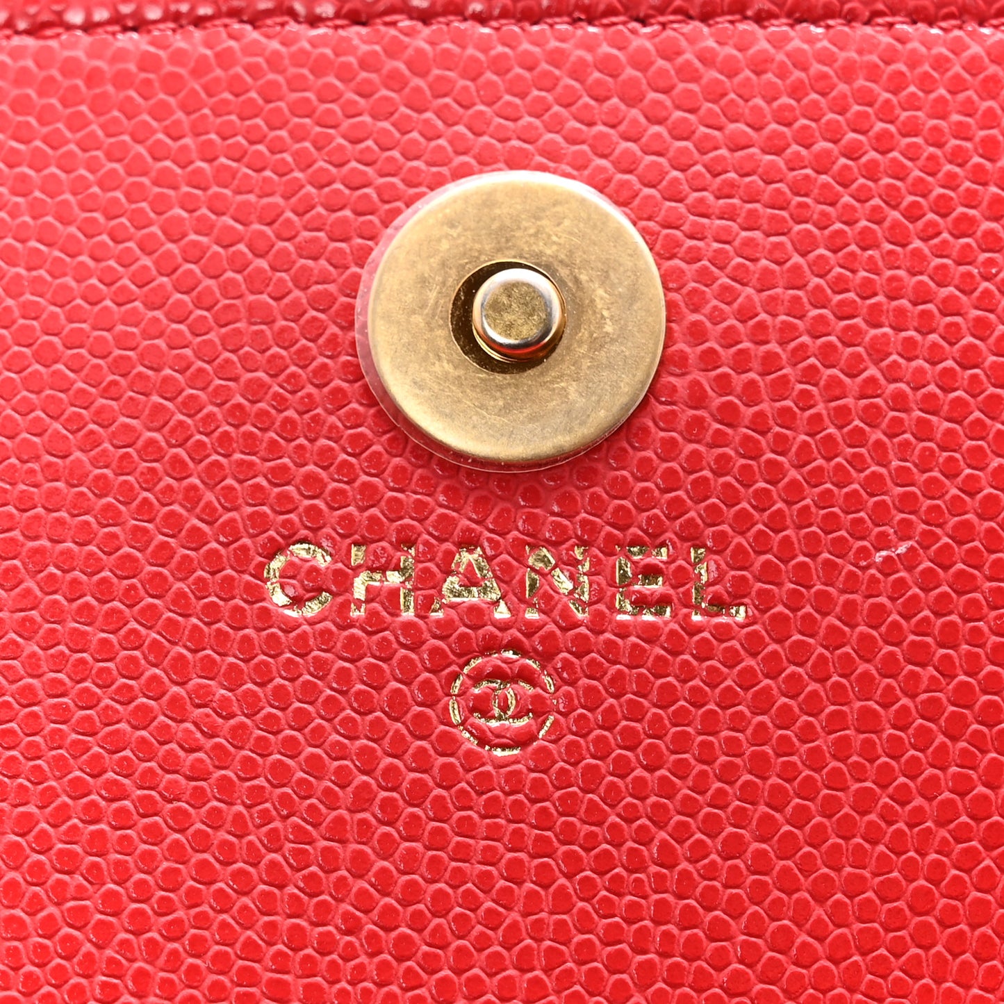 Caviar Quilted Yours Buttons Phone Holder With Chain Red