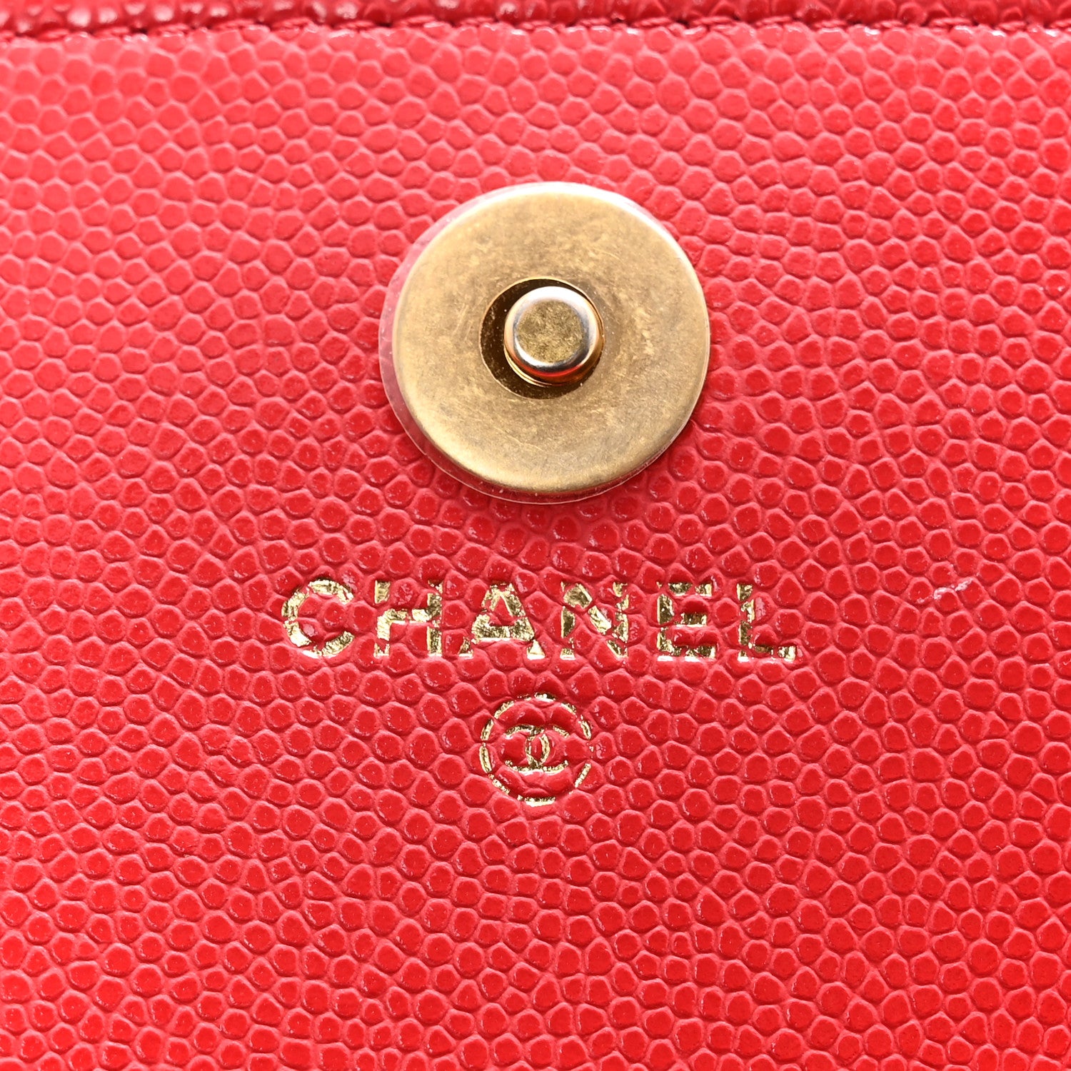 Chanel Caviar Quilted Yours Buttons Phone Holder With Chain Red 6 of 11
