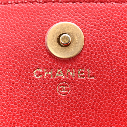 Chanel Caviar Quilted Yours Buttons Phone Holder With Chain Red 6 of 11