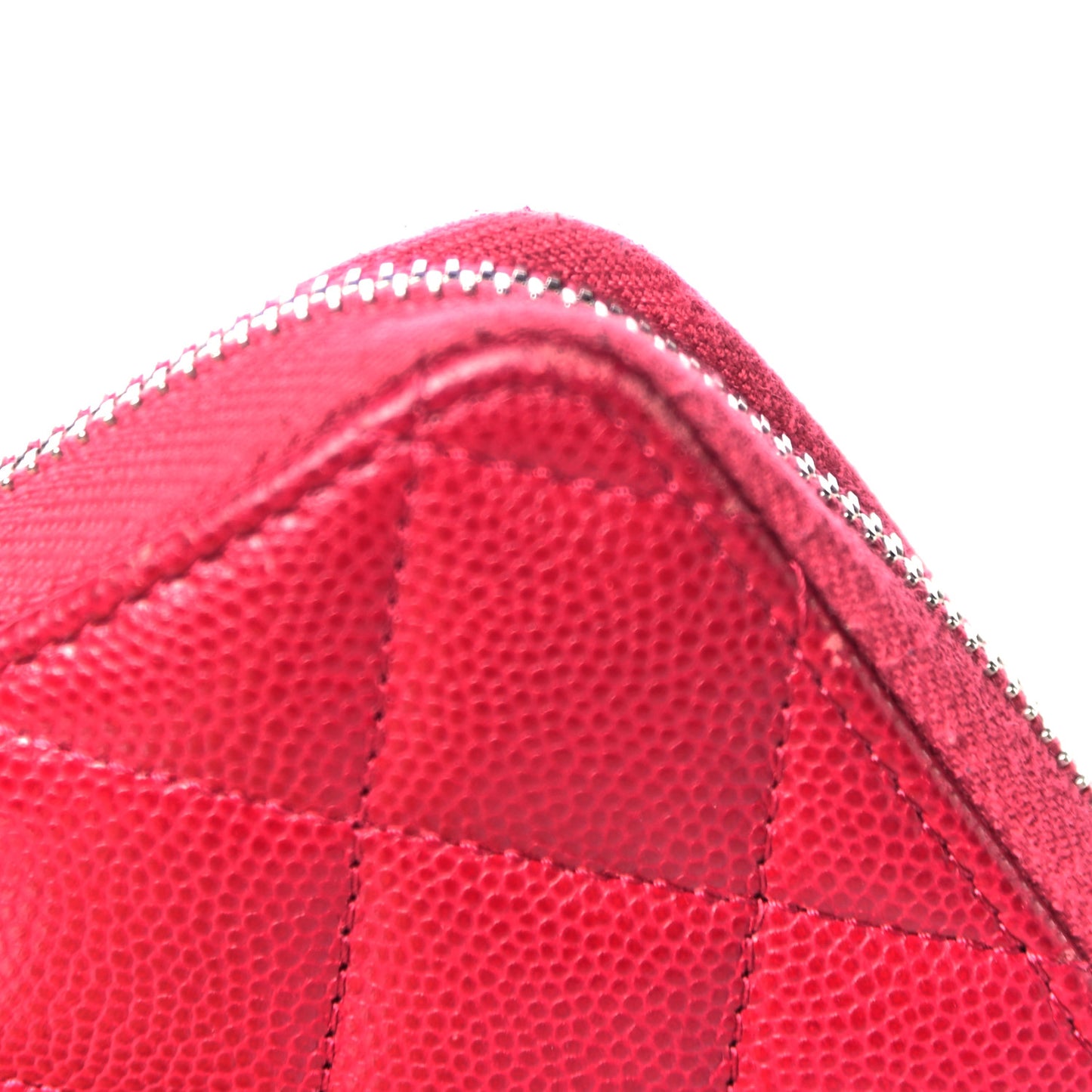 Caviar Quilted Medium Zip Around Wallet Red