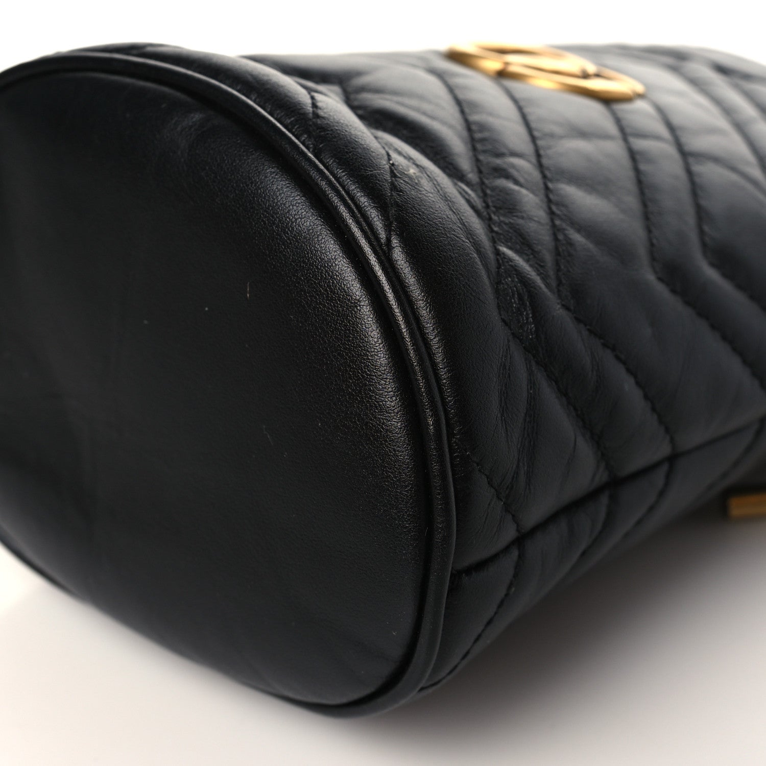 Gucci Calfskin Matelasse Mini GG Marmont 2.0 Bucket Bag Black 9 of 9