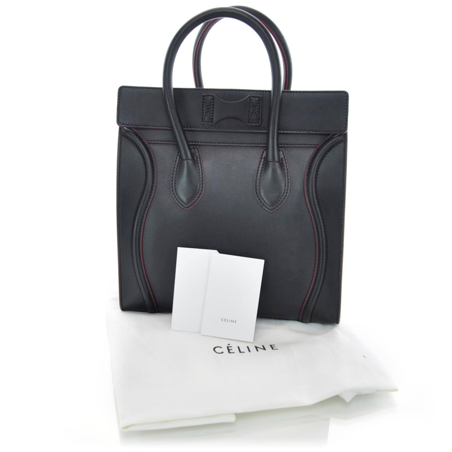 Celine Smooth Calfskin Mini Luggage Black w Pink Trim 3 of 9
