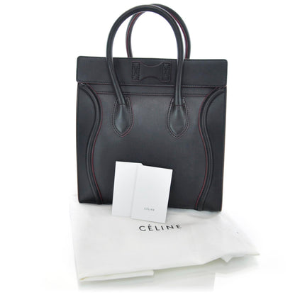Celine Smooth Calfskin Mini Luggage Black w Pink Trim 3 of 9