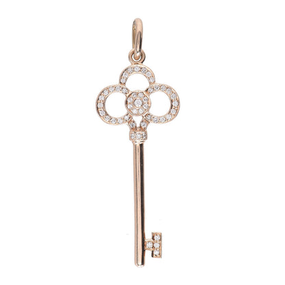 Tiffany 18K Rose Gold Diamond Crown Key Pendant 1 of 3