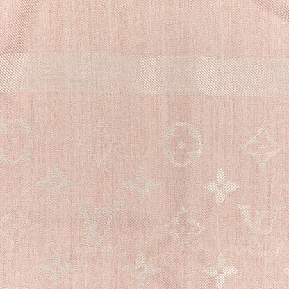 Louis Vuitton Silk Wool Monogram Denim Shawl Light Pink 4 of 4